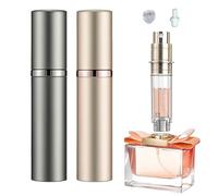 2 Pièces Vaporisateur Parfum Rechargeable Voyage 5 ml Flacon Echantillon Parfum Vide Echantillon Parfums Mini Flacon Voyage Vaporisateur Huile Essentielle Bouteille Spray Vide(Gris foncé,Or champagne)