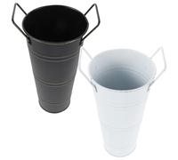 2 Pièces Vase Galvanisé en Métal Rustique avec Poignées 9 Pouces