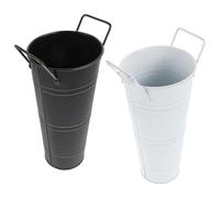 2 Pièces Vase Seau en Métal Galvanisé Rustique avec Anses, 9