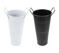 2 Pièces Vase Vintage en Métal avec Anses, 9 Pouces, Fer Galvanisé | Fleurs Séchées ou Fraîches, Léger et Stable, Usage Bureau et Salle à Manger, Finition Galvanisée