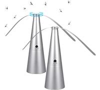 2 Pièces Ventilateur Anti Mouche De Table, Répulsifs Anti-Mouches Portable avec Lames, Éloignez Mouches Et Insectes De Vos Aliments pour Maison, Restaurant, Camping, Pique-Nique, Barbecue, Jardin