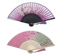 2 pièces Ventilateur portatif, Danse de Ventilateur de Bambou frangé