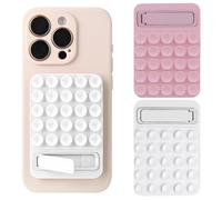 2 Pièces Ventouse Telephone Portable en Silicone, Support Telephone Ventouse Adhésif pour Selfies et Vidéos, Accroche Telephone Compatible avec et Android, Rose Clair et Blanc