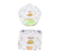 2 Pièces Verre à Ongles en Verre avec Couvercle, Forme Créative | DIY Nail Art, pour Ongles Naturels et Faux Ongles, Portable, Délicat, Unique, Accessoire Manucure