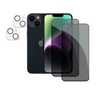 2 Pièces Verre Trempé Anti-Espion pour iPhone 14 avec 2 Pièces Caméra Arrière Protecteur, Protecteur D'écran de Confidentialité, 9H Dureté Film Protecteur Vitre, Anti-rayures
