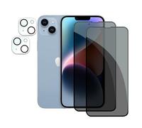 2 Pièces Verre Trempé Anti-Espion pour iPhone 14 Plus avec 2 Pièces Caméra Arrière Protecteur, Protecteur D'écran de Confidentialité, 9H Dureté Film Protecteur Vitre, Anti-rayures