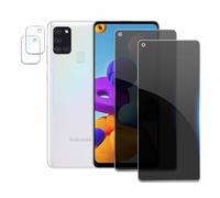 2 Pièces Verre Trempé Anti-Espion pour Samsung Galaxy A21s avec 2 Pièces Caméra Arrière Protecteur, Protecteur D'écran de Confidentialité, 9H Dureté Film Protecteur Vitre, Anti-rayures