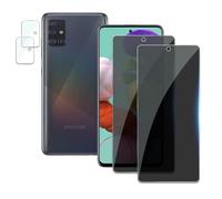 2 Pièces Verre Trempé Anti-Espion pour Samsung Galaxy A51 avec 2 Pièces Caméra Arrière Protecteur, Protecteur D'écran de Confidentialité, 9H Dureté Film Protecteur Vitre, Anti-rayures