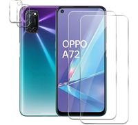 2 Pièces Verre Trempé Pour Oppo A72 Avec 2 Pièces Protection D'objectif De Caméra, Film En Protection Écran, Sans Bulles, Anti -Rayures, Dureté 9h Film Protecteur Vitre