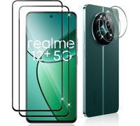 2 Pièces Verre Trempé Pour Realme12 Plus 5g/Realme 12 + 5g/Realme 12 4g, 2 Pièces Caméra Arrière Protecteur, Dureté 9h Double Protection + Caméra Verre Trempé, Protection D'écran Anti-Rayures