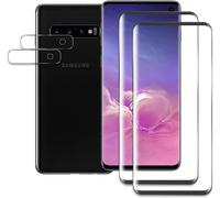 2 Pièces Verre Trempé Pour Samsung Galaxy S10 Avec 2 Pièces Protection D'objectif De Caméra, Film En Protection Écran, 3d Incurvé Couverture Complète, Dureté 9h Protecteur Vitre