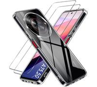 2 Pièces Verres Trempés + Coque Silicone Antichoc Compatible Zte Blade A75 5g ¿ Protection Écran Transparente, Bords Surélevés Et Anti-Empreintes