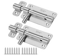 2 Pièces Verrou Porte Inox,Loquet Porte Interieure et Exterieur,Targette de Porte pour Jardin Fenêtres Clôtures (Argent)