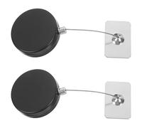 2 Pièces Verrou Rétractable en Câble D'acier Noir, Anti-vol | Rappel Automatique, Système Anti-perte, Boîtier ABS et Fer, Câble de 1 Mètre Embout Verrouillé