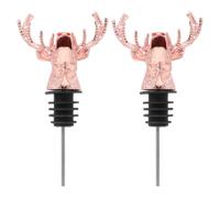 2 Pièces Verseur de Vin Tête de Cerf en Alliage de Zinc | Bouchon Décoratif Réutilisable, Usage Maison ou Hôtel, pour Vin et Huile D’olive, Finition Or