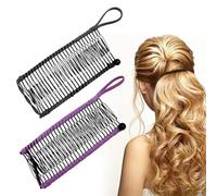2 pièces vintage pinces à cheveux banane accessoire de cheveux extensible 30 dents pince à peigne banane pour cheveux épais ondulés crépus naturellement bouclés pince banane cheveux (gris/violet)