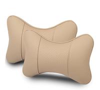 2 Pièces Voiture Appui-Tête pour BMW 545i 530xi M5 M2 X6, Oreiller Soutien Cou en Cuir Coussin Appui-Tête Reposent Soutien de Cou Réglable Confortable Siège Accessoires, C/Beige