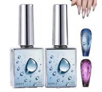 2 Pieces Water Drop Top Coat Gel - No Wipe,15ml Gel 3D Ongle,3D Gels Nail Art Raindrop Manicure,Soak Off UV LED Gels Nail Polish,Pour Nail Charms Design dans le Salon DIY,Pour les Filles et les Femmes