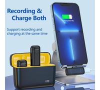 2 Pieces Wireless Tie Mic for iPhone iPad Android with 400mAh Charging Case,Plug&Play Microphone Portable Phone Microphone Tie for YouTube,Live Stream,TikTok,Vlog