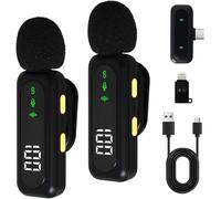 2 Pieces Wireless Tie Mic Mini Microphone Wireless Microphone Plug & Play Noise Reduction USB-C Microphone For iPhone Android iPad Computer For Video Recording Streaming Vlog