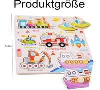 2 Pieces Wooden Puzzles for Age 1+ Grasping Puzzle Educational Wooden Toy Educational Toy Land Vehicle Pony