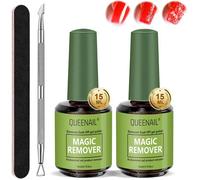 2 Pièces x15ml Dissolvant Vernis Semi Permanent,Dissolvant de Vernis à Ongles en Gel Avec Pousse Cuticule et Limes à Ongles