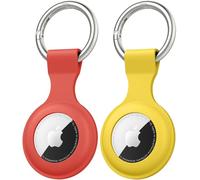 2 Pièces Yisica Étuis pour Apple AirTag Coque, Airtag Porte Clé - Anti Chute et Anti Rayures pour Animaux Portefeuilles et Bagages, pour Air tag Locator Tracker Étui (Rouge+Jaune)