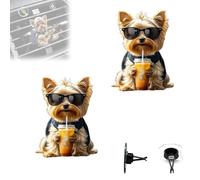 2 Pièces Yorkshire Terrier, Clips pour Désodorisant Voiture, Adorable Chien de Dessin Animé, Clips pour Diffuseur de Parfum Acrylique 2D pour Décoration Intérieure de Voiture (#2)