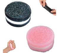 2 Pièces Yoyo Squishy, Squishy, Taba Squishy, Fufu Squishy, Biscuit Jouet Anti-Stress, Ouet De Décompression Ultra-Doux, Jouets pour Aider L'anxiété (Noir, Rose)