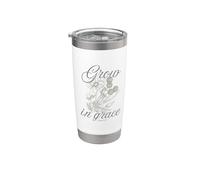 2 Pierre 3:18 Faites pousser des fleurs vintage avec grâce Gobelet isotherme en acier inoxydable double paroi