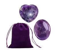 2 Pierres D'Améthyste, 1 Sac De Rangement, Pierre De Cristal De Soulagement De L'Anxiété, Cristal De Guérison, Pierre Ovale D'Amour, Cadeau De Décoration De Bureau