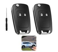 2 Piezas Carcasa Llave 2 Botones Compatible Con Opel Adam Astra J Insignia Meriva Mokka Zafira y Chevrolet Cruze Aveo Orlando Spark, Funda Llave Repuesto Con Hoja Sin Cortar y Destornillador, Negro