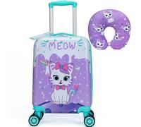 2 Piezas Maleta Infantil, Maleta de Viaje Infantil con Almohada para Cuello, Etiqueta de Equipaje, Maleta niño avec Ruedas Universales Aleta pour enfants de 2 pièces : ce jeu pour enfant mâle contient