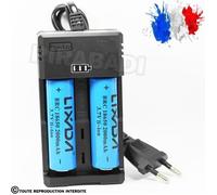 2 PILES ACCU RECHARGEABLE 18650 3.7v 2000mAh BATTERY BATTERIE + CHARGEUR RS-99 Réf: 12