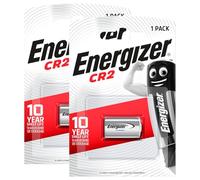 2 piles Energizer CR2 Lithium 3V pour détecteurs, appareils photo reflex numériques, modèles radiocommandés et thermomètres. Longue durée de vie, maintiennent la charge pendant 10 ans