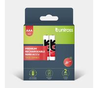 2 Piles Rechargeables AAA / HR03 1000mAh Uniross Premium Accu