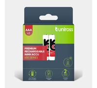 2 Piles Rechargeables AAA / HR03 600mAh Uniross Premium Accu