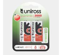 UNIROSS Pack de 2 Piles Rechargeable C/HR14 3000 NIMH HYBRIO, 1.2V