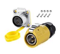 2 Pin Connector Waterproof Connectors, Industrial Power Connector, Aviation Cable Connector for Automotive, Marine, Lights, and Other Indoor/Outdoor Electrical Wire Connections(Solder, M20)