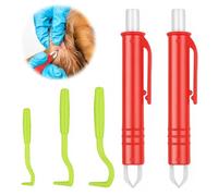 2 Pince à Tiques et 3 Crochet à Tiques, Wefaly Lot de 4 Tire Tique Crochet pour Tiques Crochet Tiques Accessoires Anti Tiques Pet Outil de Nettoyage pour Chien Chat et Humain (Rouge)