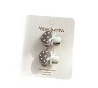 2 pinces à cheveux en tissu, fabriquées à la main - Jolies pinces latérales en forme de champignon qui n'endommageront pas les cheveux - Marron à pois