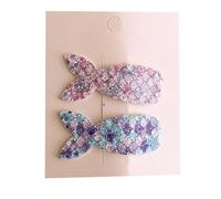 2 pinces à cheveux, paillettes colorées, queue de poisson mignonne et mignonne, mini pinces à cheveux faites à la main bleu et violet