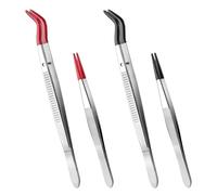 2 Pinces Coudées Et 2 Pinces Pointues, Pinces En Acier Inoxydable, Outils De Préhension Pour L'Artisanat, Les Laboratoires, Les Bijoux.