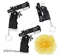 2 Pistolet à Bande éLastique pour Jouets,Easy Load pliables à la main,Jouets Lanceur de Pistolet à Porte,Pistolet Elastique MéTal,Lanceur d'Élastiques Pliant en Métal,120 Bandes Élastiques Souples