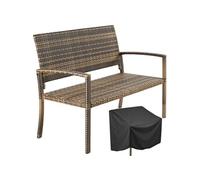 Banc de jardin - TECTAKE - Banc à deux places Résistant aux intempéries MURAT Tressage en polyrotin haut de gamm - Marron naturel