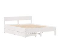 2 Places - Cadre de lit double - VIDAXL - Avec tiroir - sans matelas - blanc 140x190 cm - Bois de pin massif FR_002874949