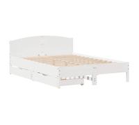 2 Places - Cadre de lit double - VIDAXL - Avec tiroir - sans matelas - blanc 140x190 cm - Bois de pin massif FR_002477825