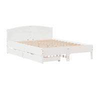 2 Places - Cadre de lit double - VIDAXL - Avec tiroir - sans matelas - blanc 140x200 cm - Bois de pin massif FR_002414513