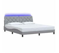 2 Places - Cadre de lit Moderne,double - VIDAXL - Éclairage LED intégré - sans matelas - gris clair 180x200 cm tissu FR_002915253