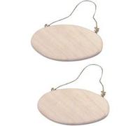 2 plaques de porte ovales avec cordelette 14,5 cm Beige